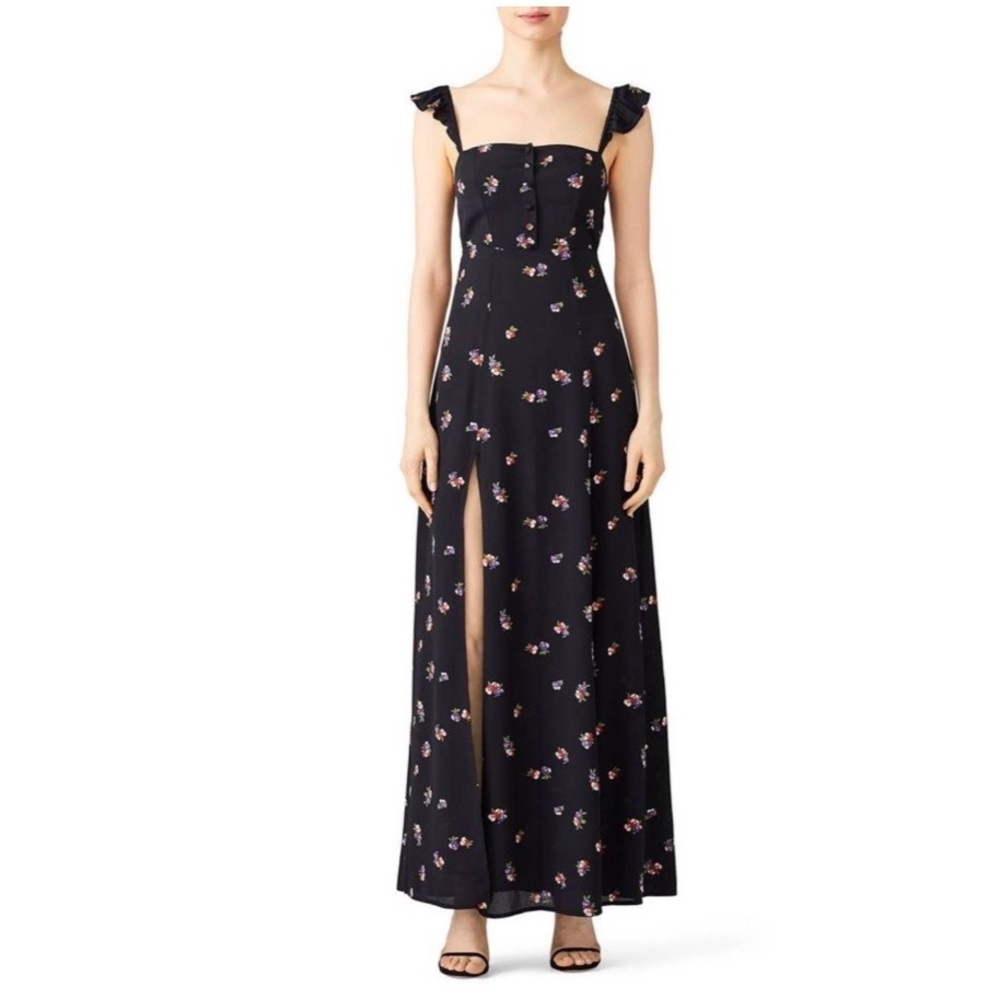 Flynn Skye Black Raining Jasmine Bardot Square Neck Sleeveless Casual Maxi Dress - Picture 3 of 15